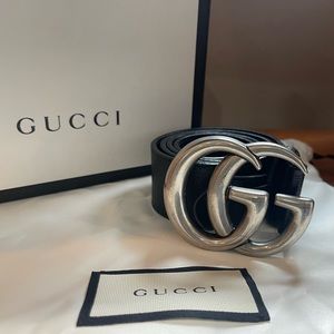 Gucci Belt - Black Leather - Silver-Tone Hardware